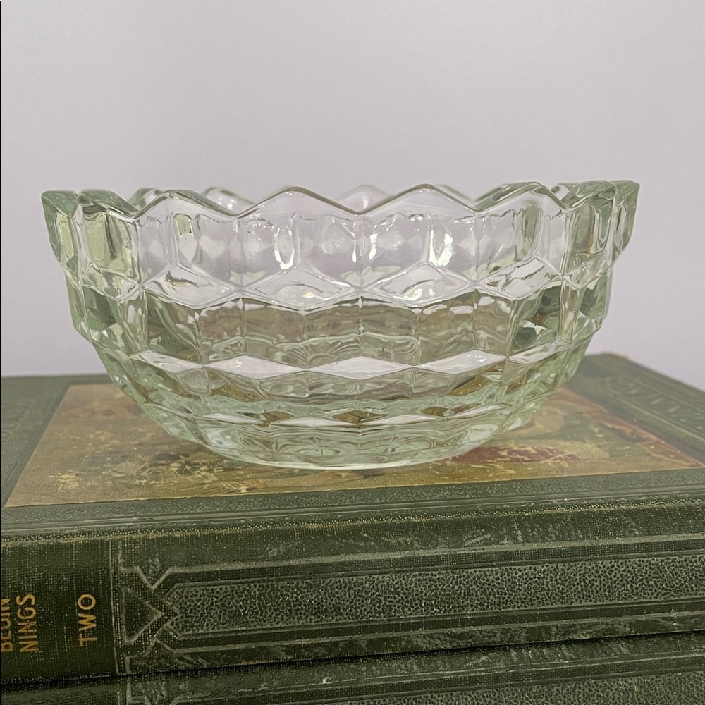 Elegant Clear Glass Bowl with scalloped edges